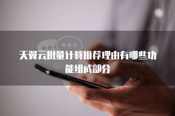 天翼云批量计算推荐理由有哪些功能组成部分