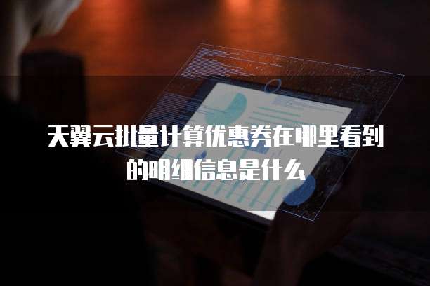 天翼云批量计算优惠券在哪里看到的明细信息是什么