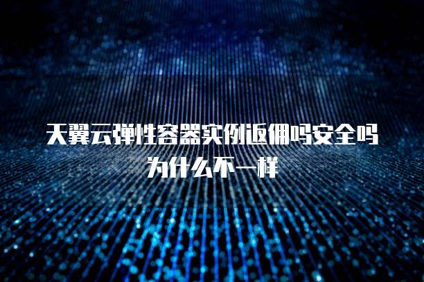 天翼云弹性容器实例返佣吗安全吗为什么不一样