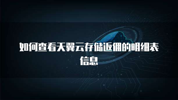 如何查看天翼云存储返佣的明细表信息