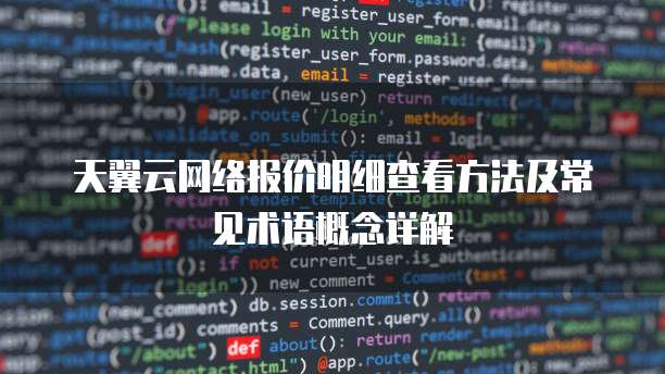 天翼云网络报价明细查看方法及常见术语概念详解