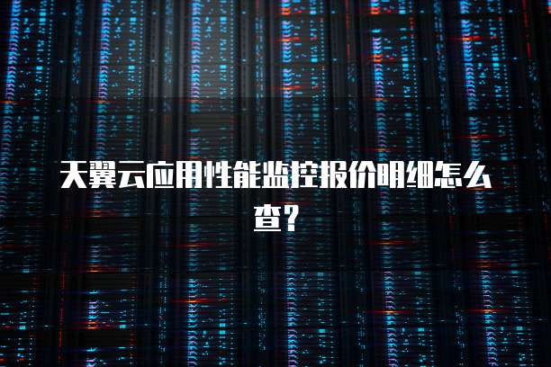 天翼云应用性能监控报价明细怎么查?
