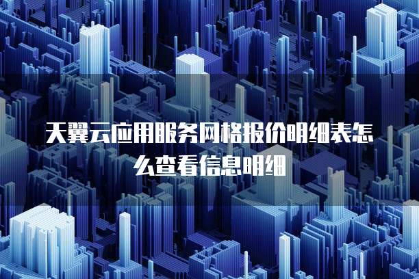 天翼云应用服务网格报价明细表怎么查看信息明细