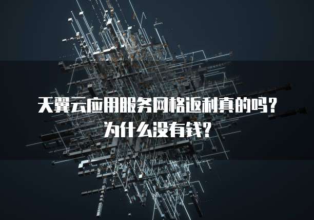 天翼云应用服务网格返利真的吗?为什么没有钱?