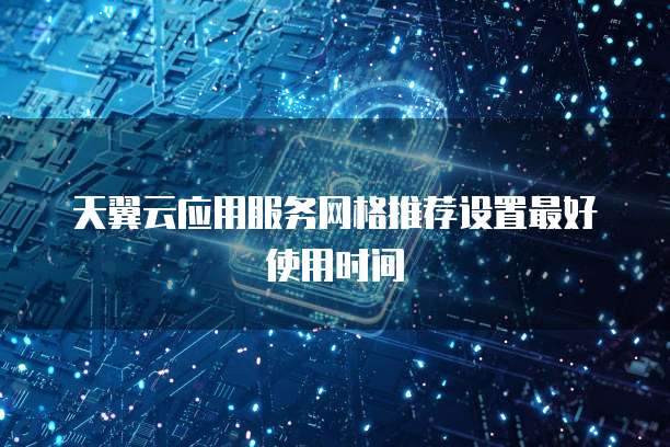 天翼云应用服务网格推荐设置最好使用时间