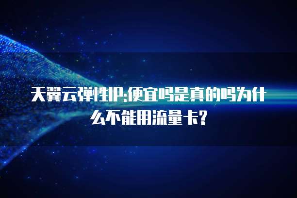 天翼云弹性IP:便宜吗是真的吗为什么不能用流量卡?