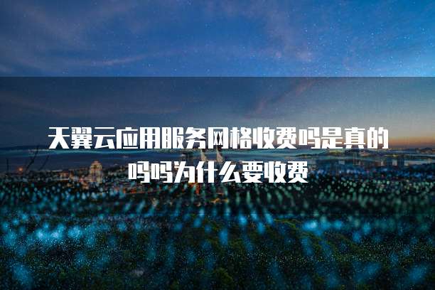 天翼云应用服务网格收费吗是真的吗吗为什么要收费
