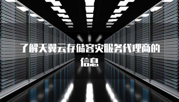 了解天翼云存储容灾服务代理商的信息