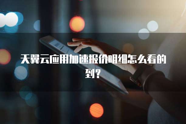 天翼云应用加速报价明细怎么看的到?