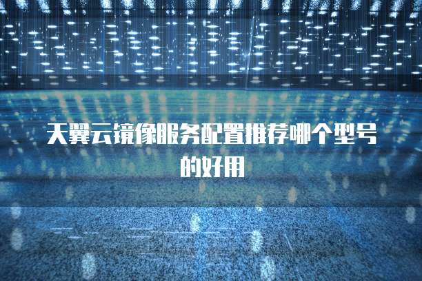 天翼云镜像服务配置推荐哪个型号的好用