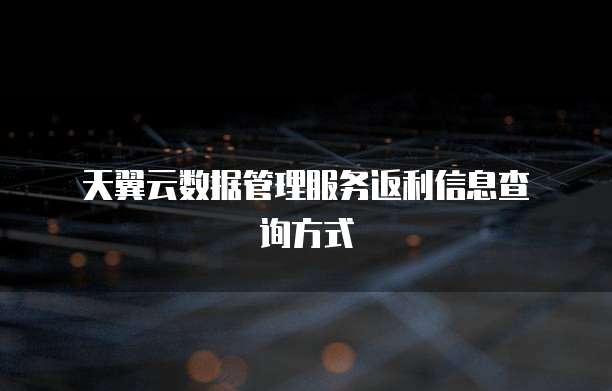  天翼云数据管理服务返利信息查询方式