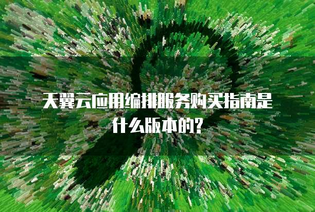  天翼云应用编排服务购买指南是什么版本的?