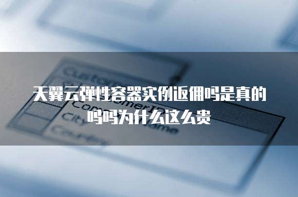 天翼云弹性容器实例返佣吗是真的吗吗为什么这么贵