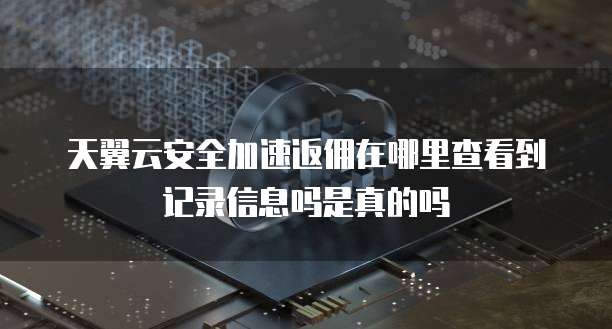 天翼云安全加速返佣在哪里查看到记录信息吗是真的吗