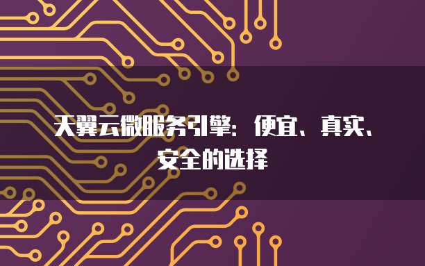 天翼云微服务引擎:便宜、真实、安全的选择