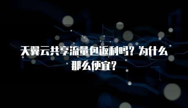 天翼云共享流量包返利吗?为什么那么便宜?