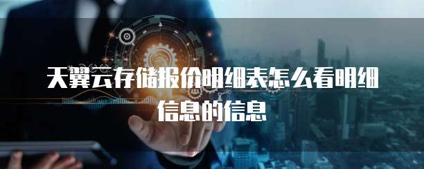 天翼云存储报价明细表怎么看明细信息的信息
