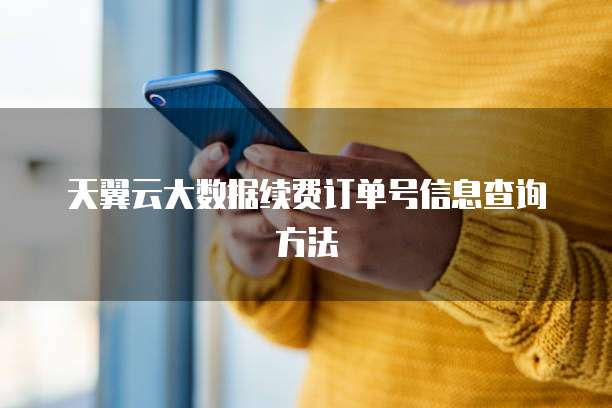 天翼云大数据续费订单号信息查询方法