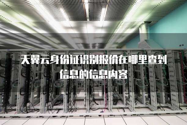 天翼云身份证识别报价在哪里查到信息的信息内容