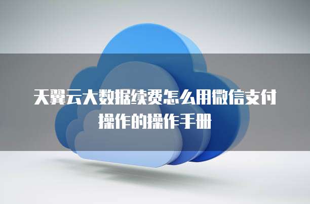 天翼云大数据续费怎么用微信支付操作的操作手册