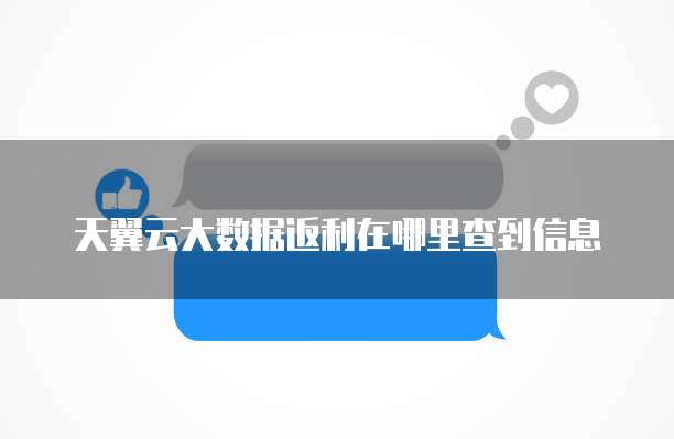 天翼云大数据返利在哪里查到信息