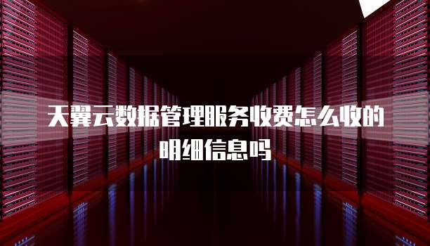 天翼云数据管理服务收费怎么收的明细信息吗