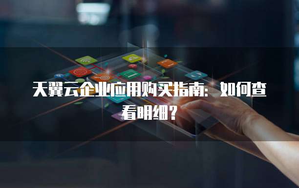 天翼云企业应用购买指南:如何查看明细?