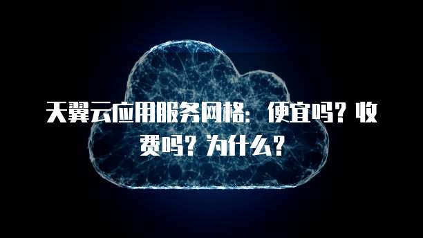 天翼云应用服务网格:便宜吗?收费吗?为什么?