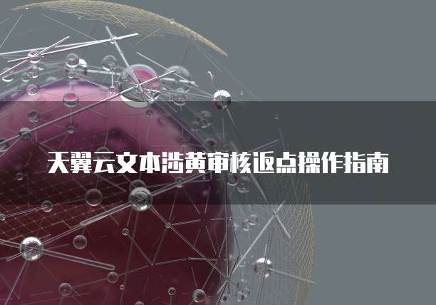 天翼云文本涉黄审核返点操作指南