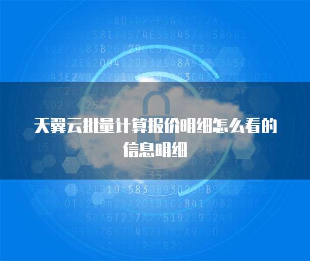 天翼云批量计算报价明细怎么看的信息明细
