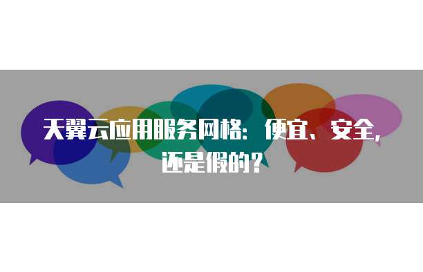 天翼云应用服务网格:便宜、安全,还是假的?