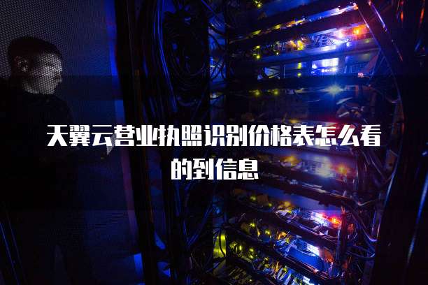 天翼云营业执照识别价格表怎么看的到信息