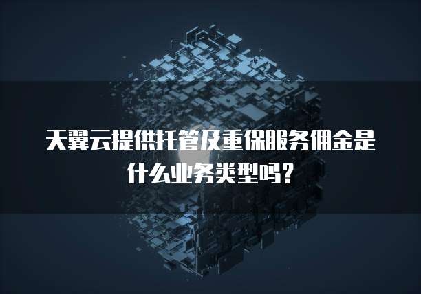 天翼云提供托管及重保服务佣金是什么业务类型吗?