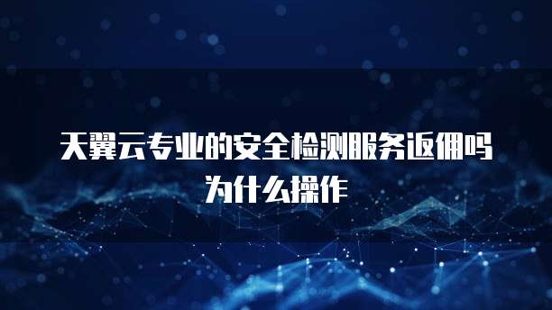 天翼云专业的安全检测服务返佣吗为什么操作