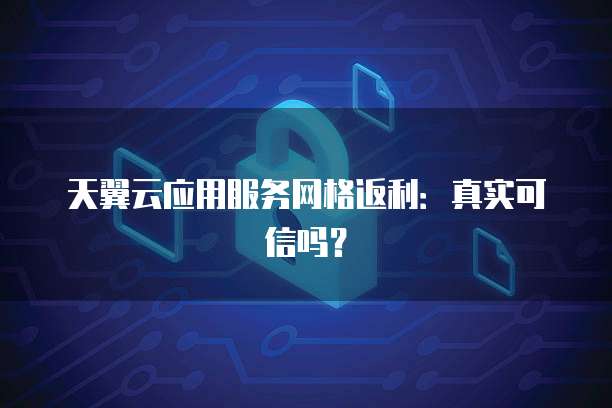 天翼云应用服务网格返利:真实可信吗?