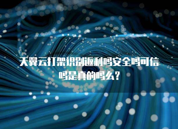 天翼云打架识别返利吗安全吗可信吗是真的吗么?