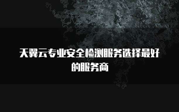 天翼云专业安全检测服务选择最好的服务商