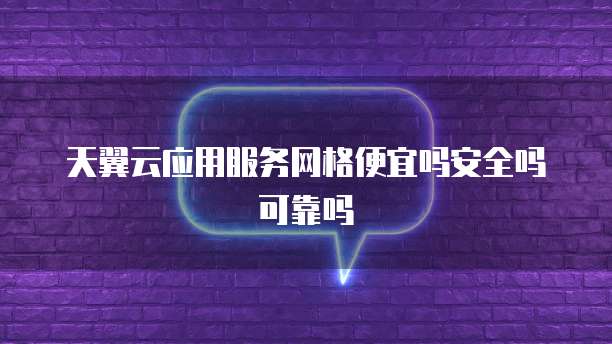 天翼云应用服务网格便宜吗安全吗可靠吗