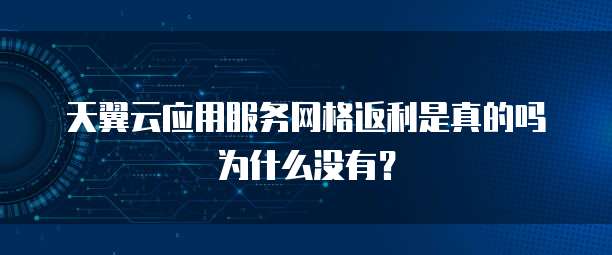 天翼云应用服务网格返利是真的吗为什么没有?