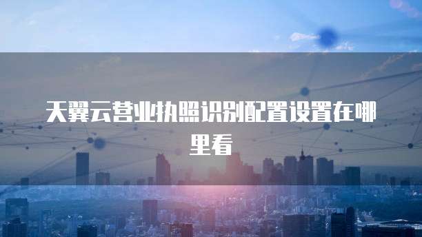 天翼云营业执照识别配置设置在哪里看