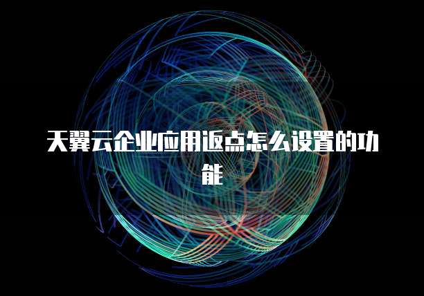 天翼云企业应用返点怎么设置的功能