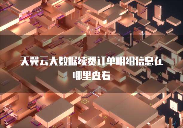 天翼云大数据续费订单明细信息在哪里查看