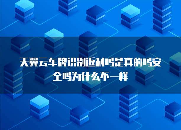 天翼云车牌识别返利吗是真的吗安全吗为什么不一样