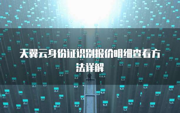 天翼云身份证识别报价明细查看方法详解