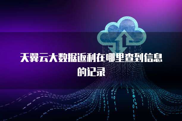 天翼云大数据返利在哪里查到信息的记录