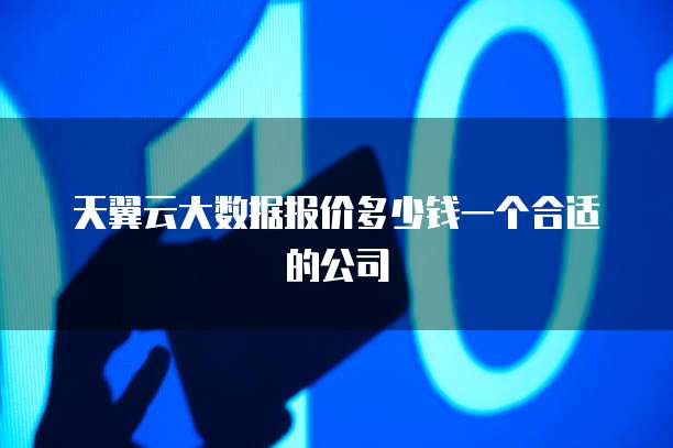 天翼云大数据报价多少钱一个合适的公司