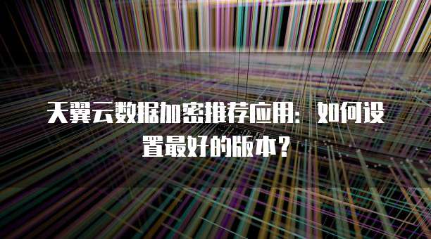 天翼云数据加密推荐应用:如何设置最好的版本?