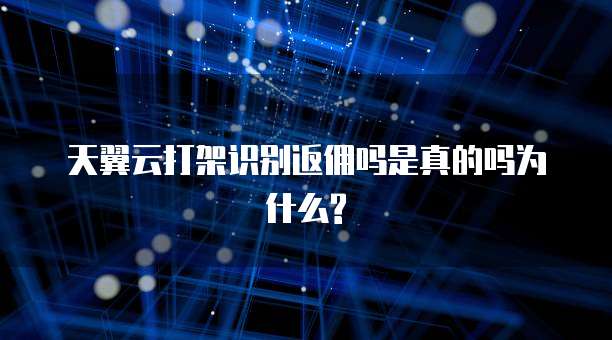 天翼云打架识别返佣吗是真的吗为什么?