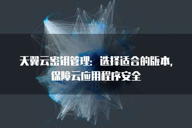 天翼云密钥管理:选择适合的版本,保障云应用程序安全