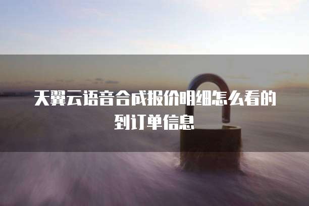 天翼云语音合成报价明细怎么看的到订单信息